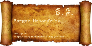Barger Honoráta névjegykártya
